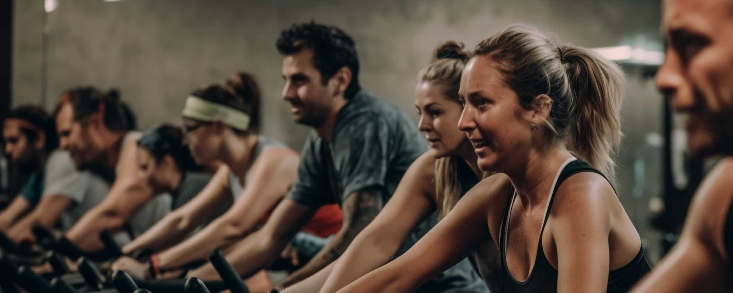 People Happily Exercising On Bikes